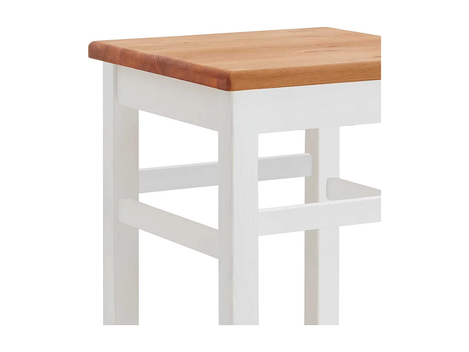 Barhocker Landhaus Stil aus Kiefer Massivholz Weiß und Kiefer Laugenfarben