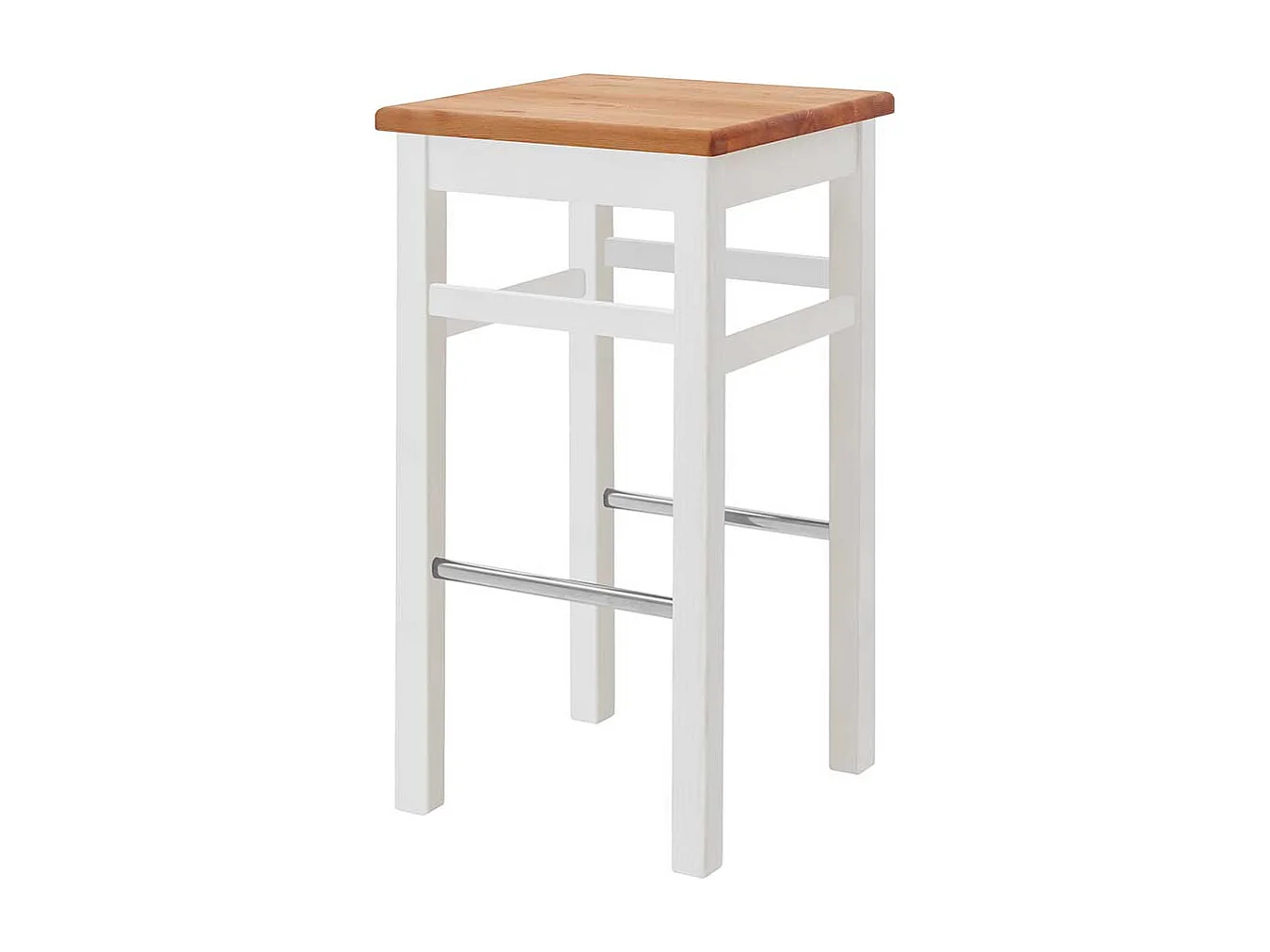 Barhocker Landhaus Stil aus Kiefer Massivholz Weiß und Kiefer Laugenfarben