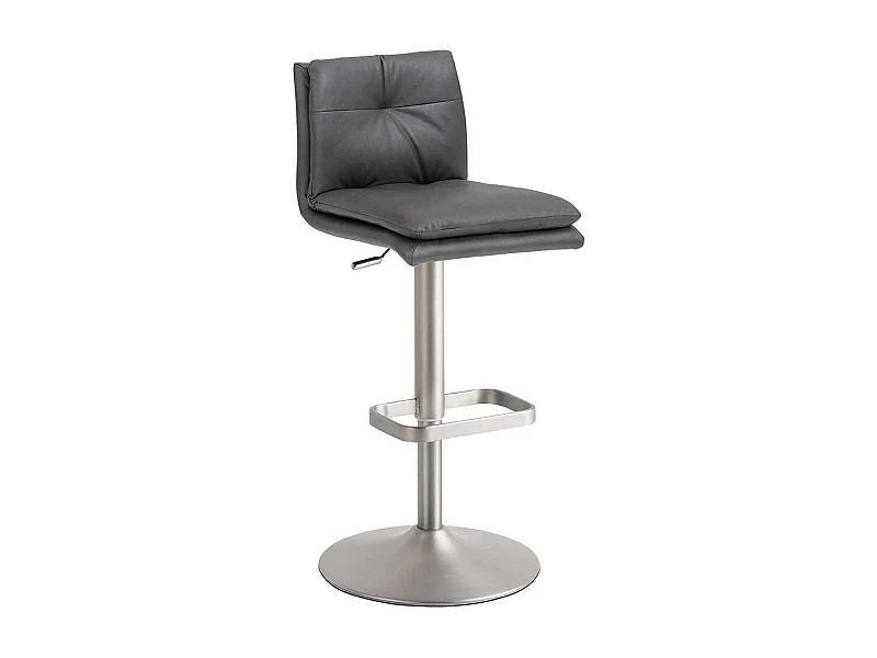 Drehbarer Barhocker mit Microfaserbezug in Dunkelgrau Gestell Chrom matt