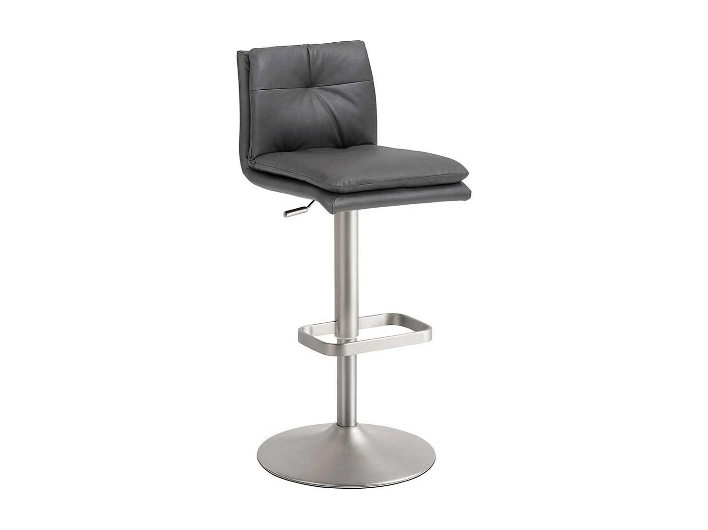 Drehbarer Barhocker mit Microfaserbezug in Dunkelgrau Gestell Chrom matt