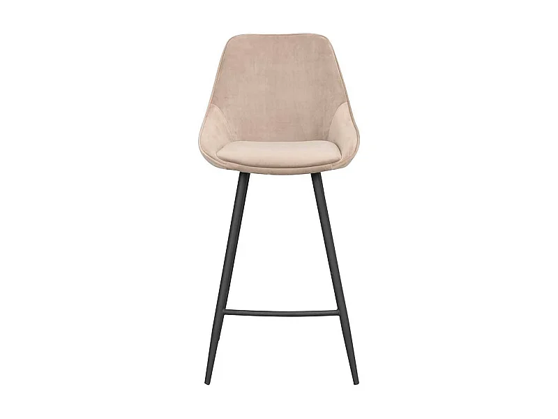 Kuechenhocker mit Schalensitz Beige Samt (2er Set)