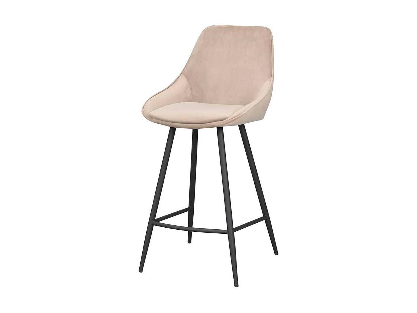 Kuechenhocker mit Schalensitz Beige Samt (2er Set)