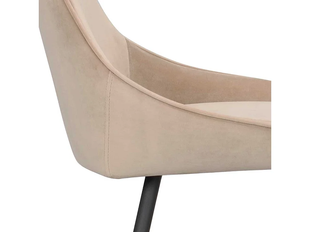 Kuechenhocker mit Schalensitz Beige Samt (2er Set)