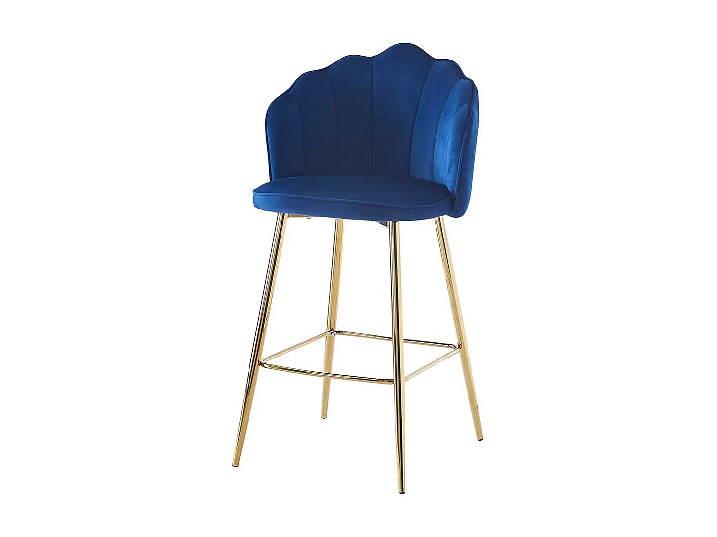 Muschel Barhocker Set in Dunkelblau und Goldfarben 68 cm Sitzhöhe (2er Set)