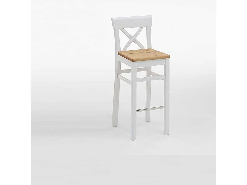 Massivholz Barstuhl in Weiß Kiefer Landhaus