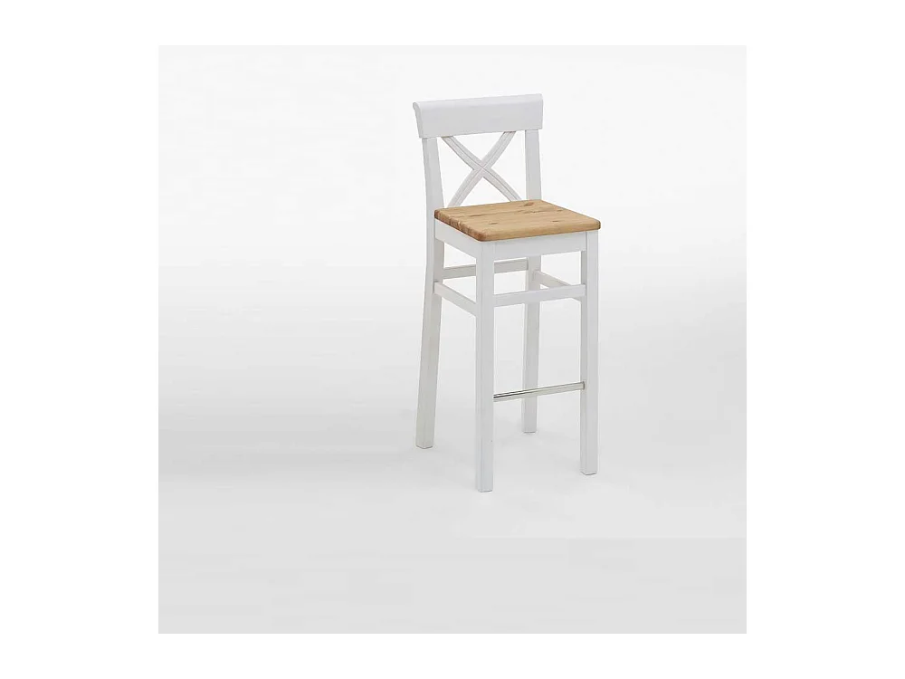 Massivholz Barstuhl in Weiß Kiefer Landhaus