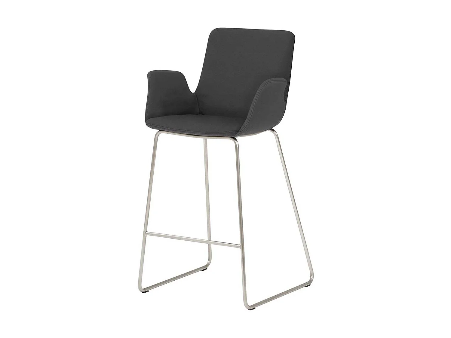 Designbarhocker mit Armlehnen Edelstahl Bügelgestell