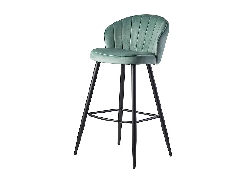 Barhocker mit Rückenlehne in Mintgrün und Schwarz Samt und Metall