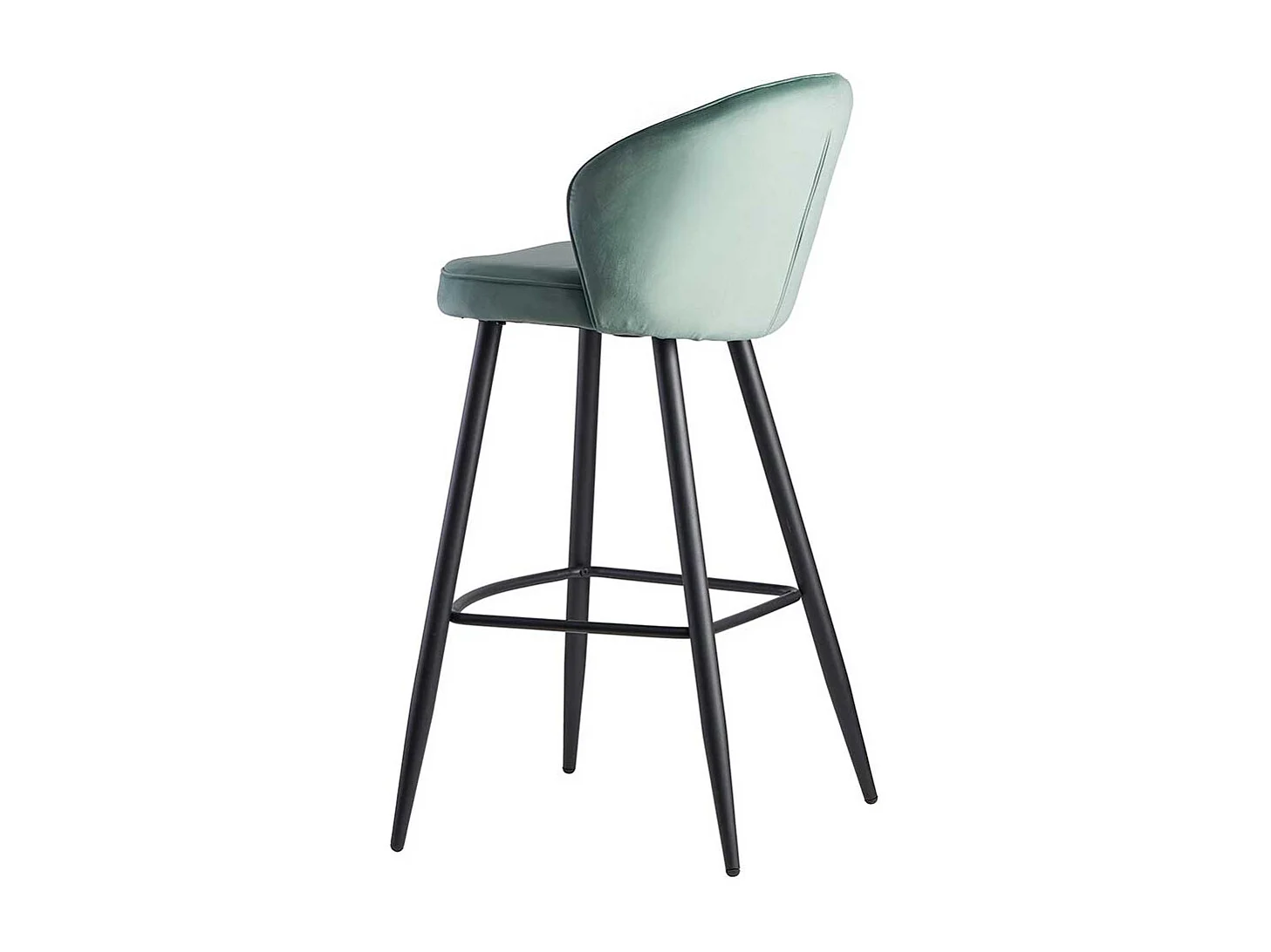 Barhocker mit Rückenlehne in Mintgrün und Schwarz Samt und Metall