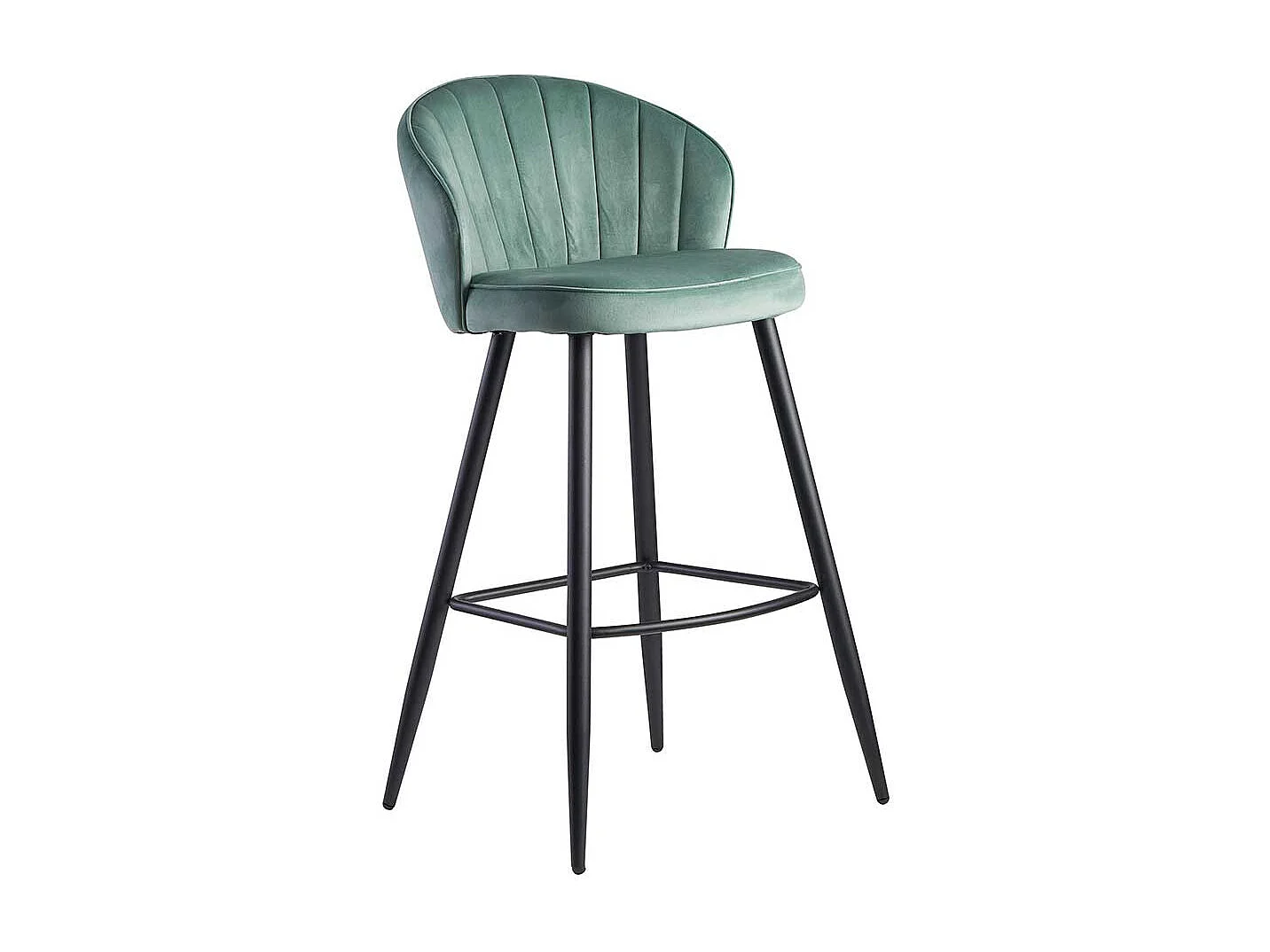 Barhocker mit Rückenlehne in Mintgrün und Schwarz Samt und Metall