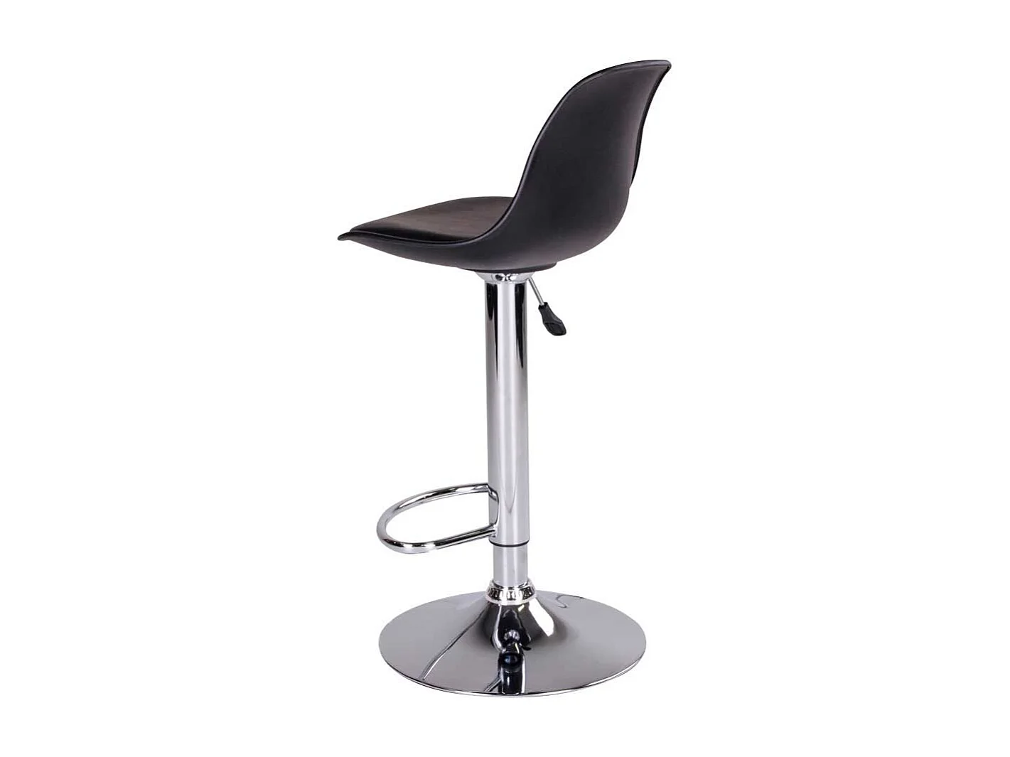 Barhocker aus Kunstleder in Schwarz Metall in Chromfarben (2er Set)