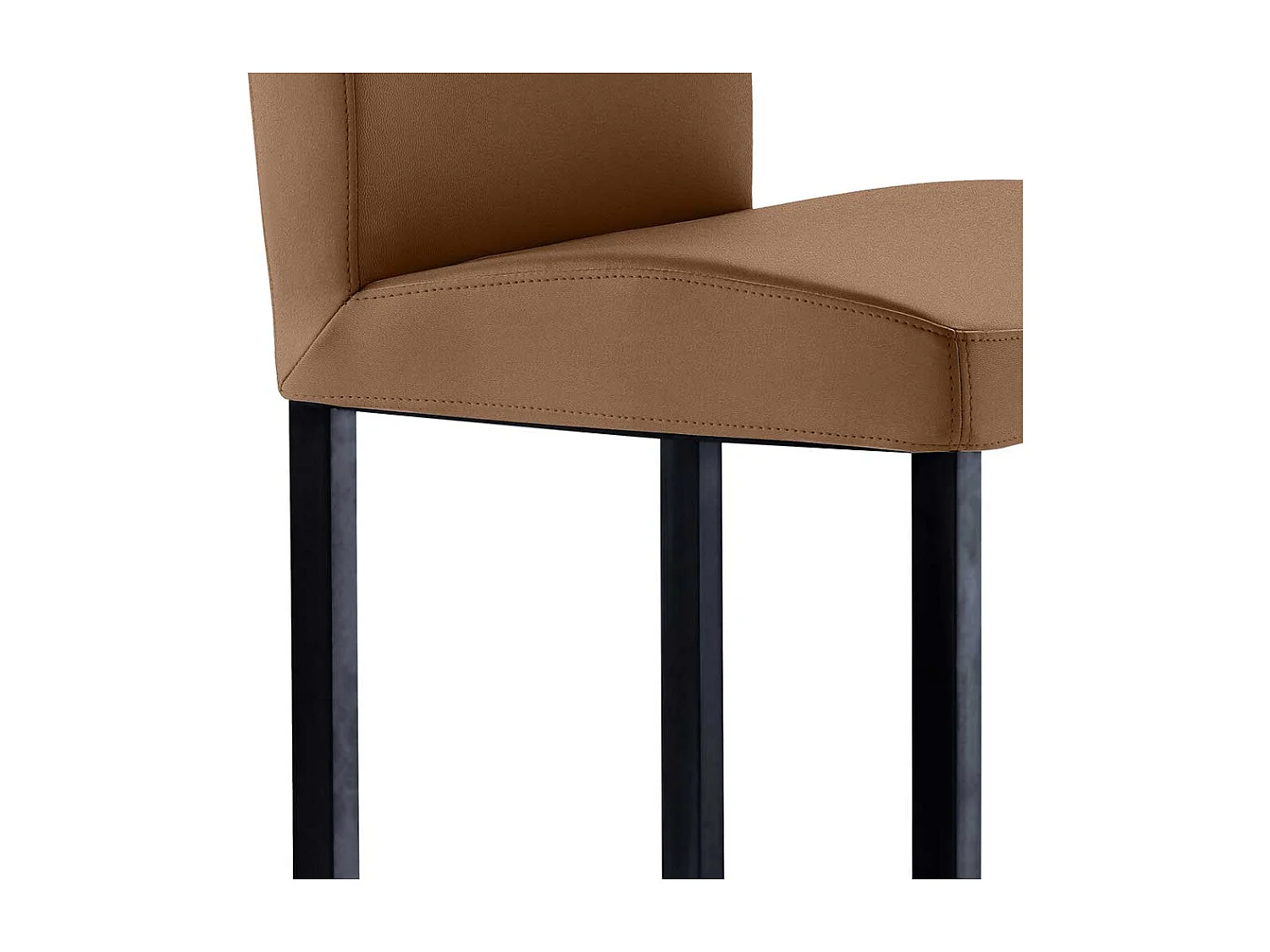 Barstuhl mit Lehne in Hellbraun Vierfußgestell aus Metall