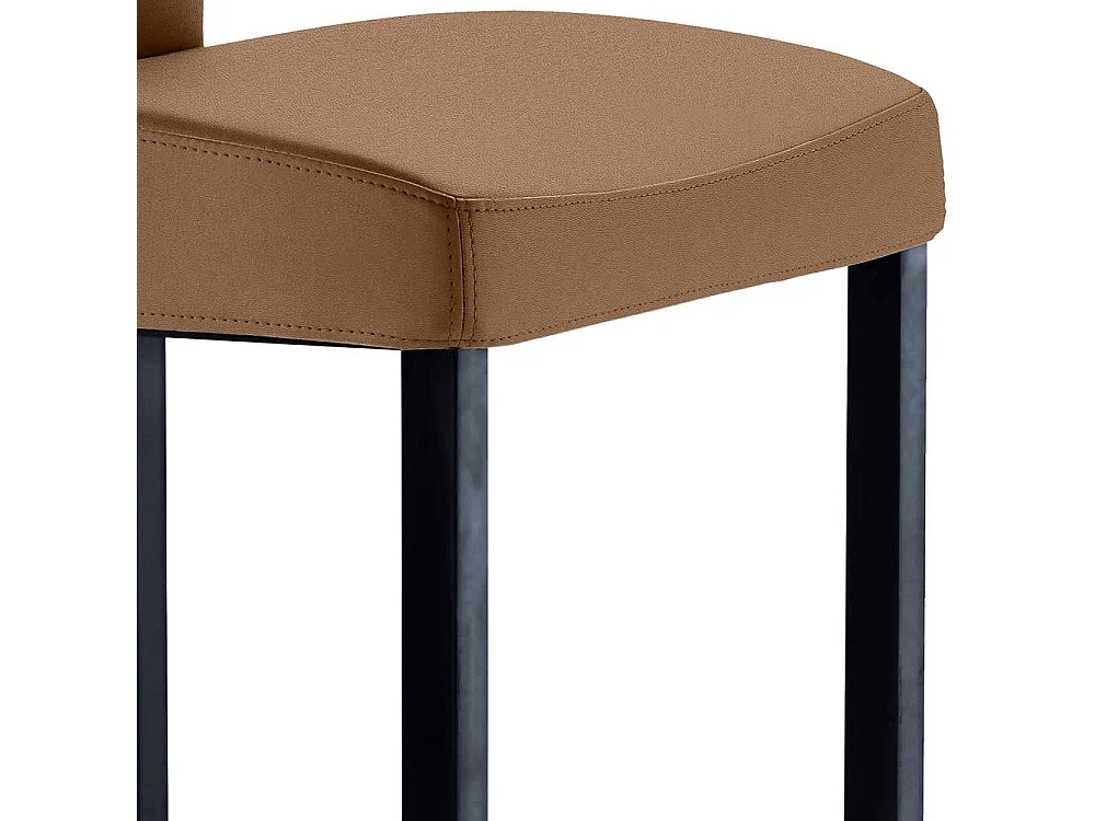 Barstuhl mit Lehne in Hellbraun Vierfußgestell aus Metall