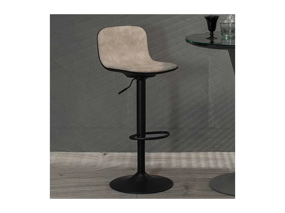 Tresenstühle in Beige und Schwarz mit Rückenlehne (2er Set)