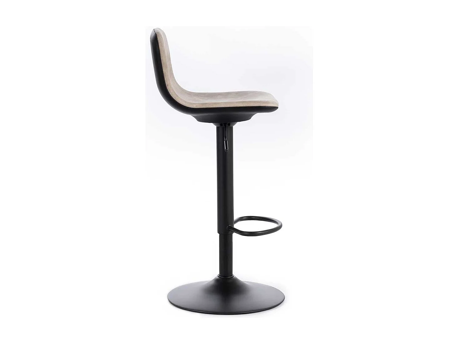 Tresenstühle in Beige und Schwarz mit Rückenlehne (2er Set)