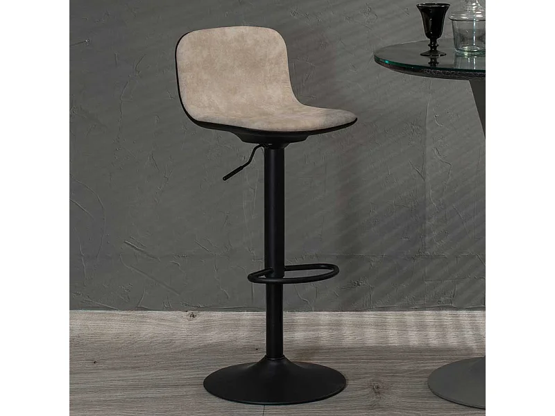 Tresenstühle in Beige und Schwarz mit Rückenlehne (2er Set)