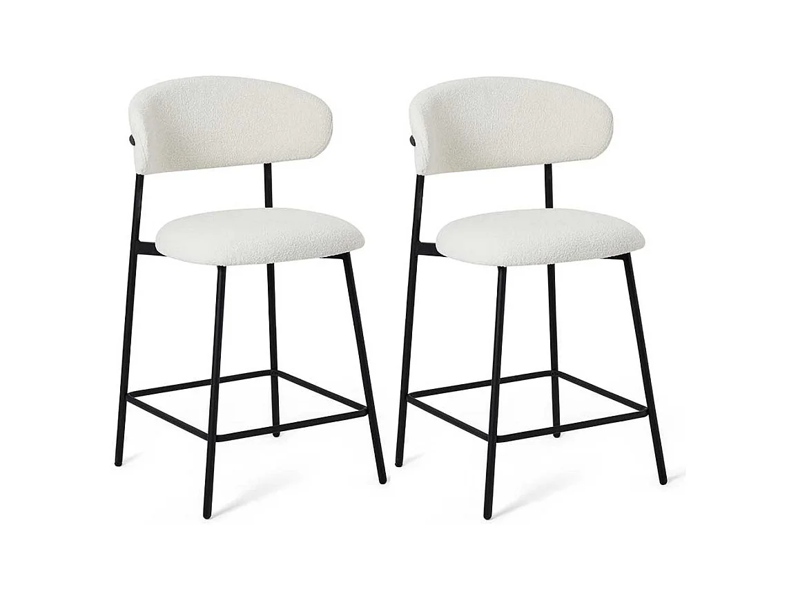 Barhocker Barstuhl mit Fußgestell aus Metall und gepolsterter Rückenlehne (2er Set)