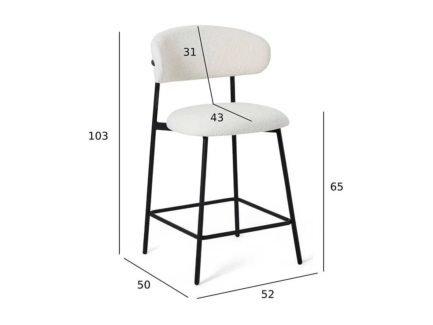 Barhocker Barstuhl mit Fußgestell aus Metall und gepolsterter Rückenlehne (2er Set)