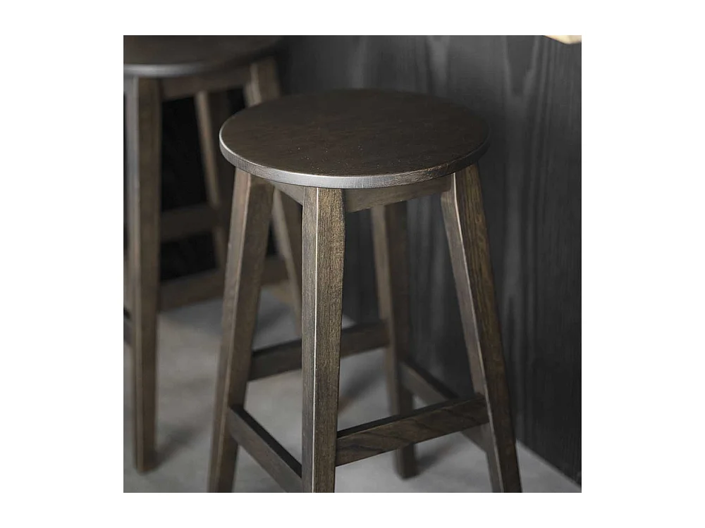 Barhocker Hocker mit Vierfußgestell aus Holz in runder Form (2er Set)