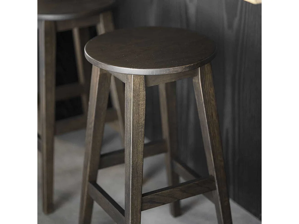 Barhocker Hocker mit Vierfußgestell aus Holz in runder Form (2er Set)