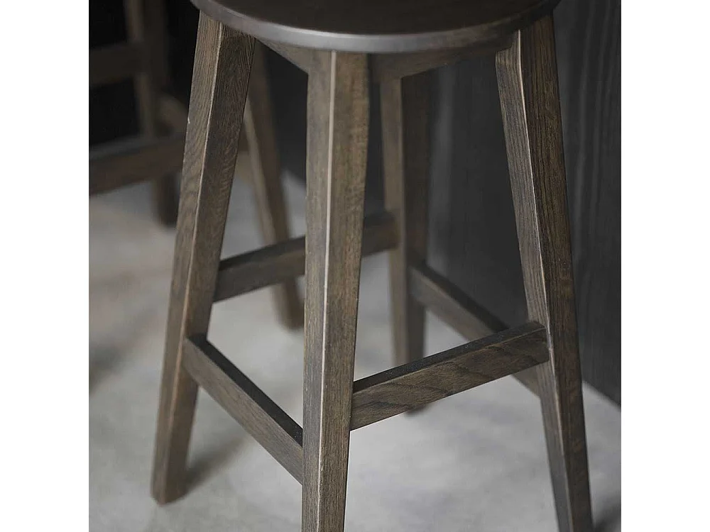 Barhocker Hocker mit Vierfußgestell aus Holz in runder Form (2er Set)