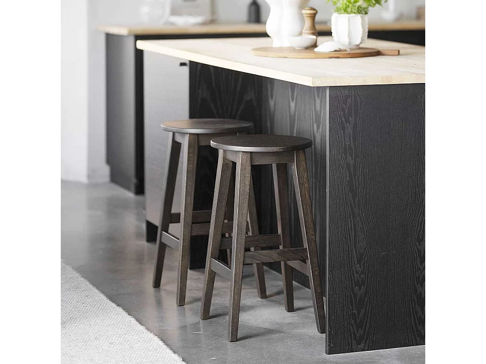 Barhocker Hocker mit Vierfußgestell aus Holz in runder Form (2er Set)