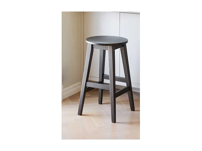 Barhocker Hocker mit Vierfußgestell aus Holz in runder Form (2er Set)