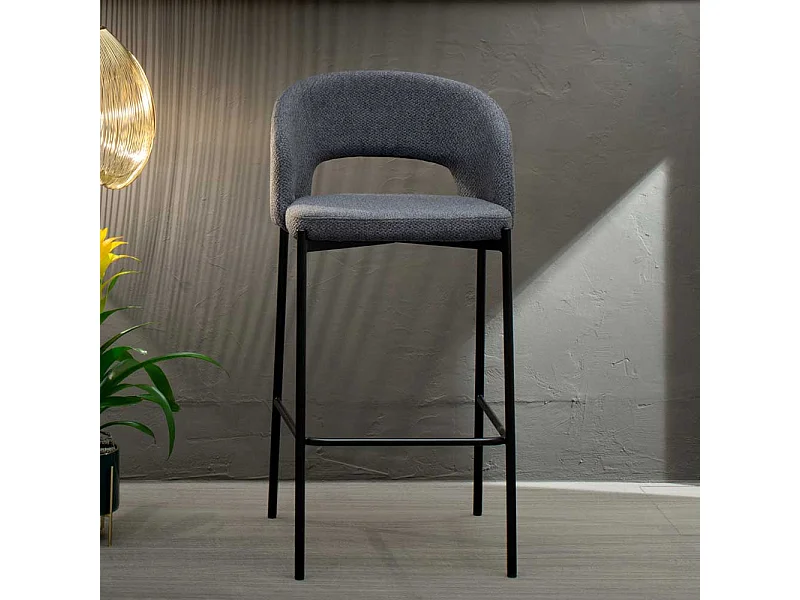 Polsterhocker in Anthrazit und Schwarz mit Rückenlehne (2er Set)