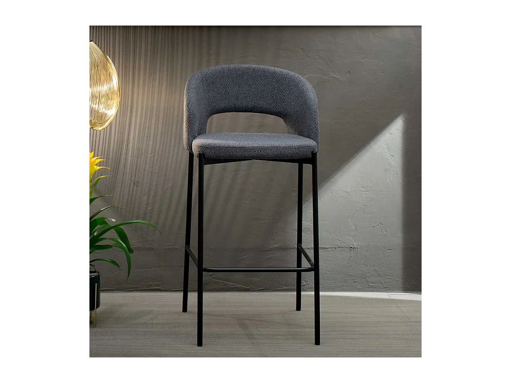 Polsterhocker in Anthrazit und Schwarz mit Rückenlehne (2er Set)