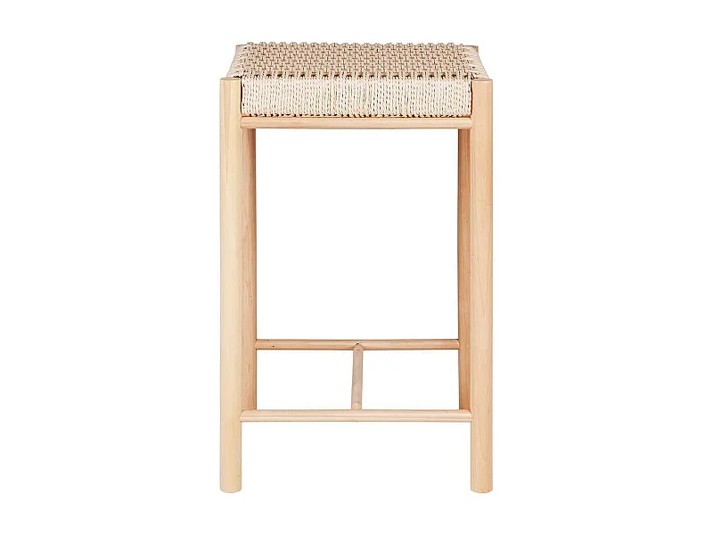 Hochhocker im Skandi Design Pappel Massivholz und Kordelgeflecht