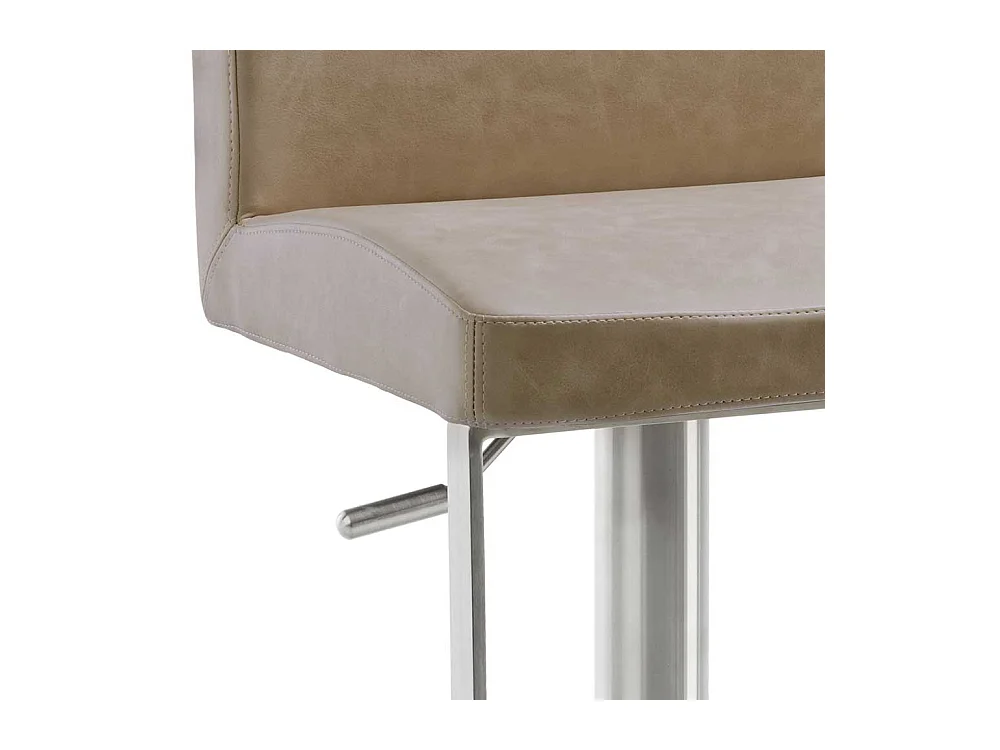 Barhocker höhenverstellbar aus Kunstleder in Beige Edelstahl
