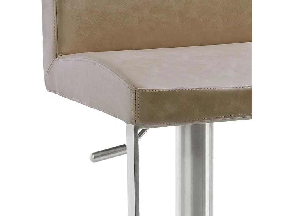 Barhocker höhenverstellbar aus Kunstleder in Beige Edelstahl