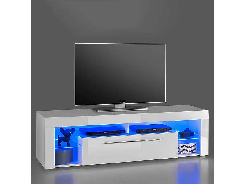 Fernseh Unterschrank in Weiß Hochglanz LED Beleuchtung