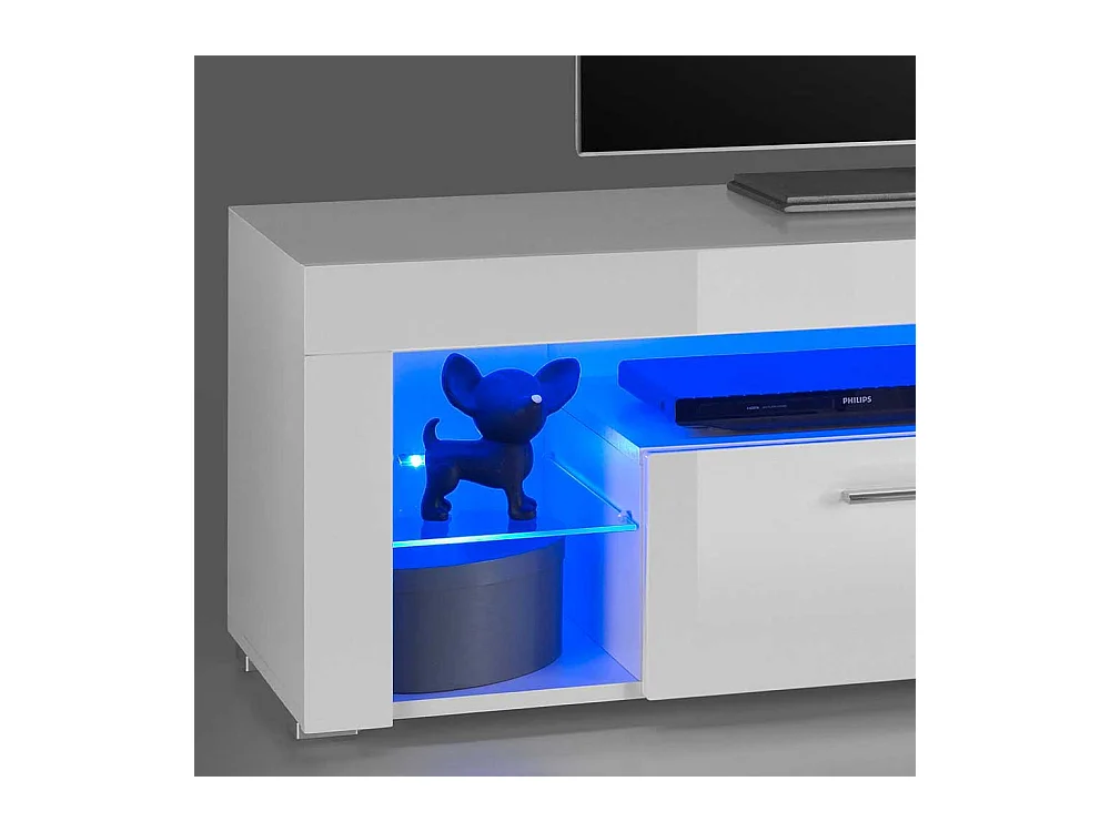 Fernseh Unterschrank in Weiß Hochglanz LED Beleuchtung
