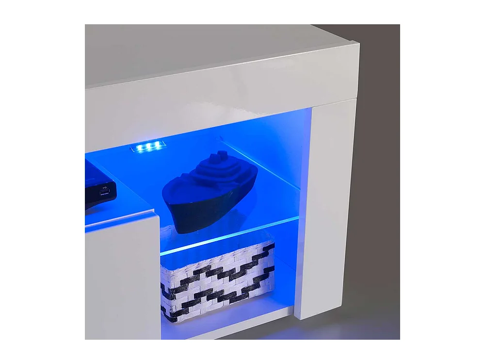 Fernseh Unterschrank in Weiß Hochglanz LED Beleuchtung