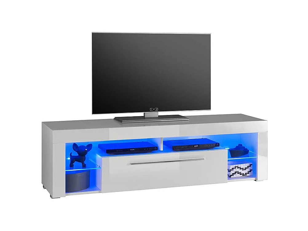Fernseh Unterschrank in Weiß Hochglanz LED Beleuchtung