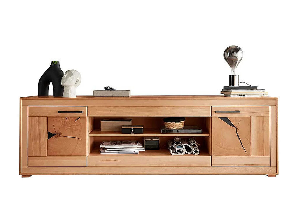 TV Lowboard Kernbuche geölt mit Metallgriffen 200 cm breit
