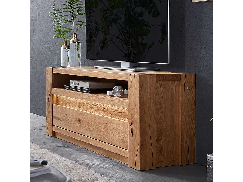 Fernsehboard aus Wildeiche Massivholz LED Beleuchtung