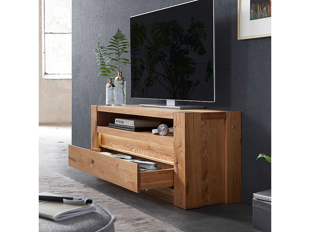 Fernsehboard aus Wildeiche Massivholz LED Beleuchtung