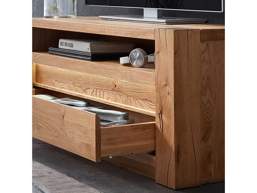 Fernsehboard aus Wildeiche Massivholz LED Beleuchtung
