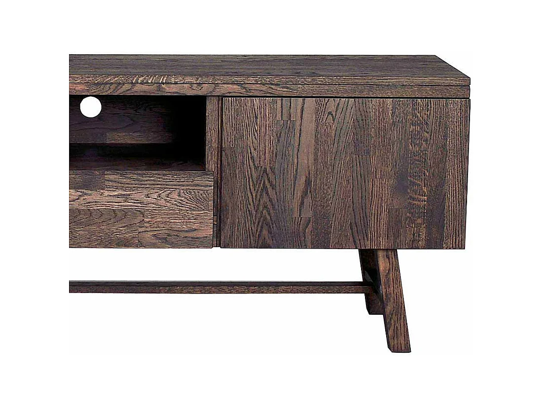 TV Unterschrank in dunkel lackiert und gebürstet Eiche massiv