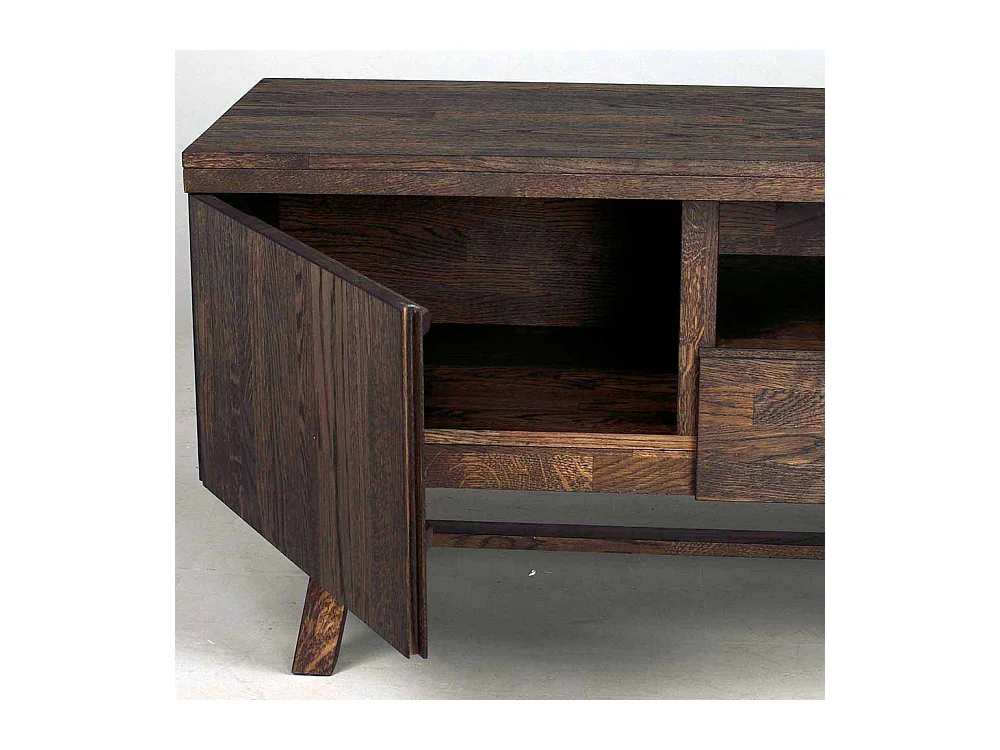 TV Unterschrank in dunkel lackiert und gebürstet Eiche massiv