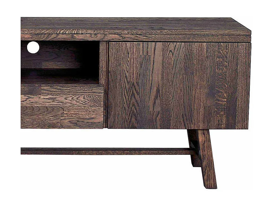 TV Unterschrank in dunkel lackiert und gebürstet Eiche massiv