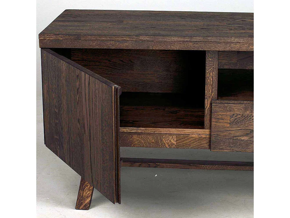 TV Unterschrank in dunkel lackiert und gebürstet Eiche massiv