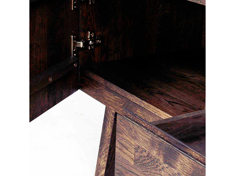 TV Unterschrank in dunkel lackiert und gebürstet Eiche massiv