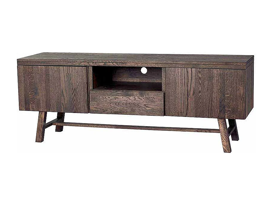 TV Unterschrank in dunkel lackiert und gebürstet Eiche massiv