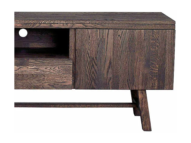 TV Unterschrank in dunkel lackiert und gebürstet Eiche massiv