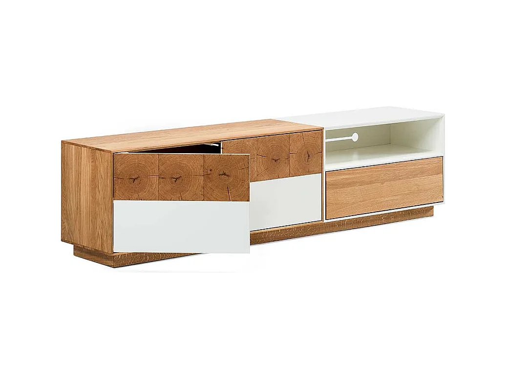 Fernsehtisch in Weiß Eiche Massivholz