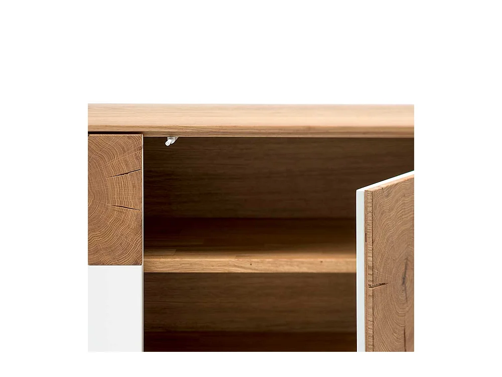 Fernsehtisch in Weiß Eiche Massivholz