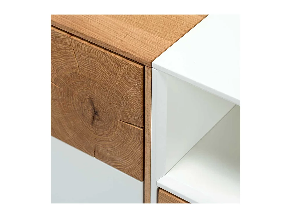 Fernsehtisch in Weiß Eiche Massivholz